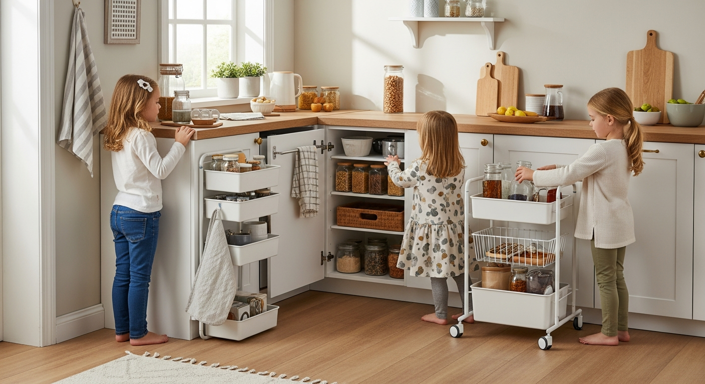 Small Kitchen Organization with Kids