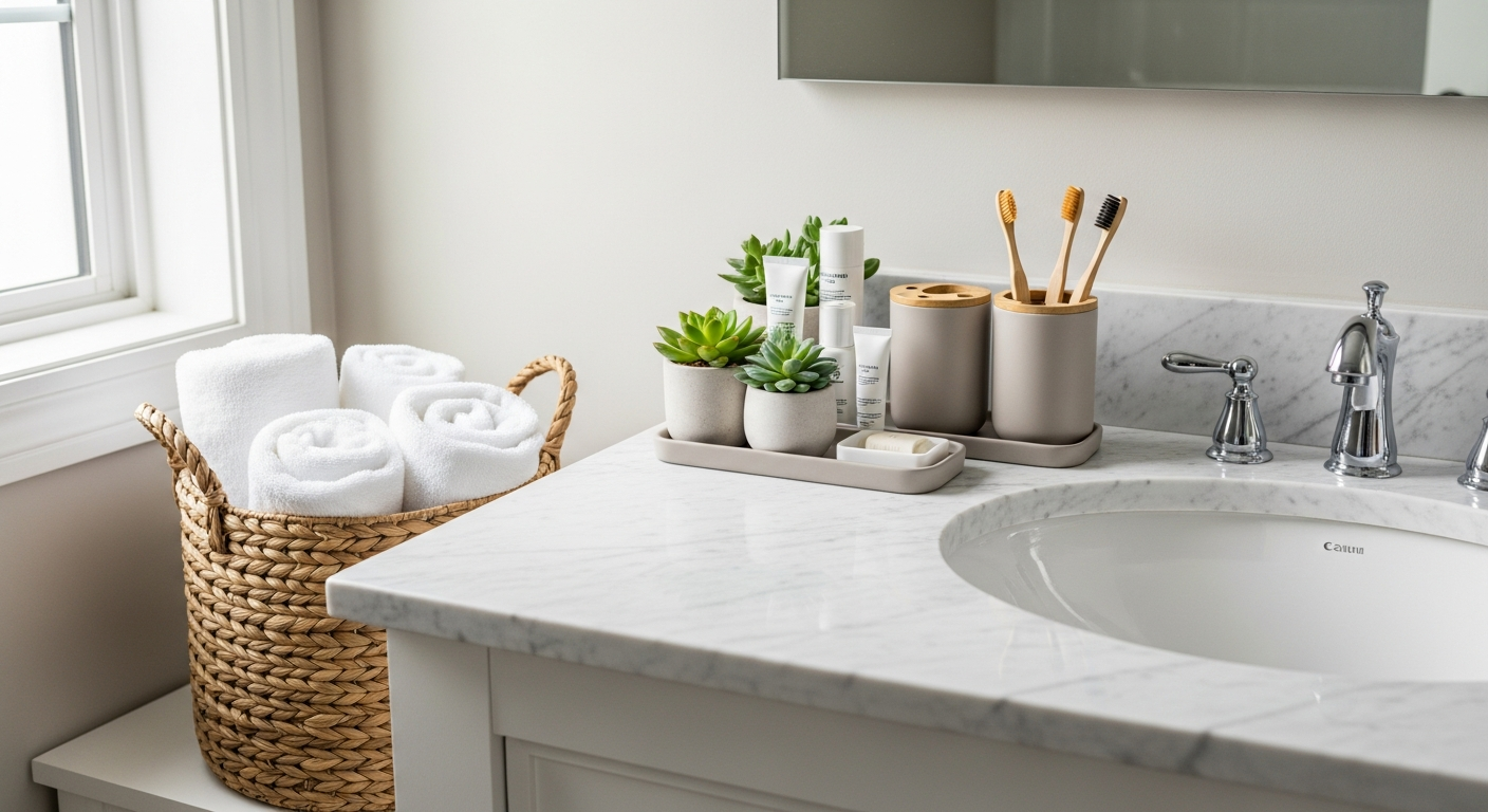 Bathroom Counter Organization: How to Tame the Family Bathroom Chaos