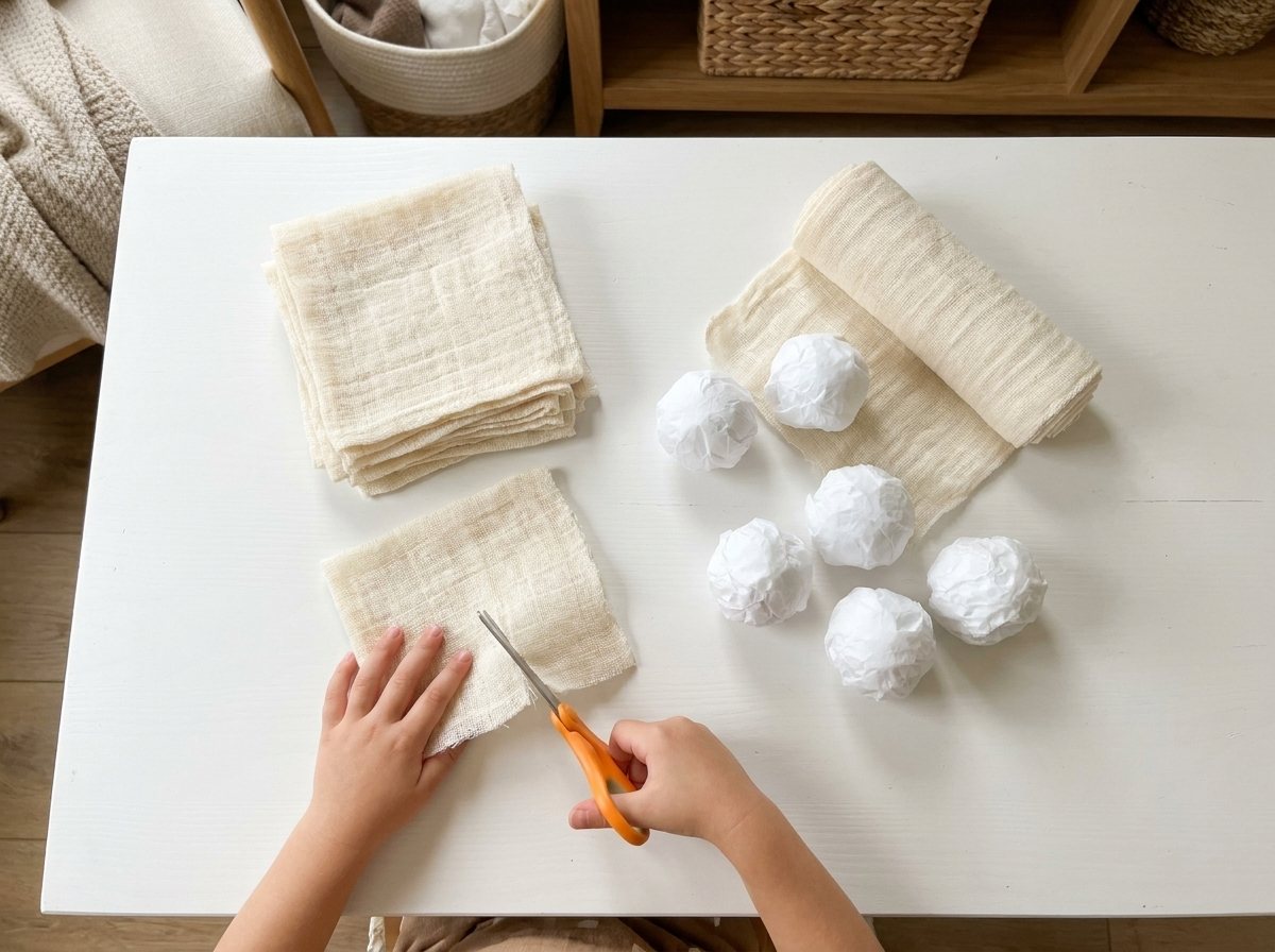Step 1: Cut cheesecloth into small squares