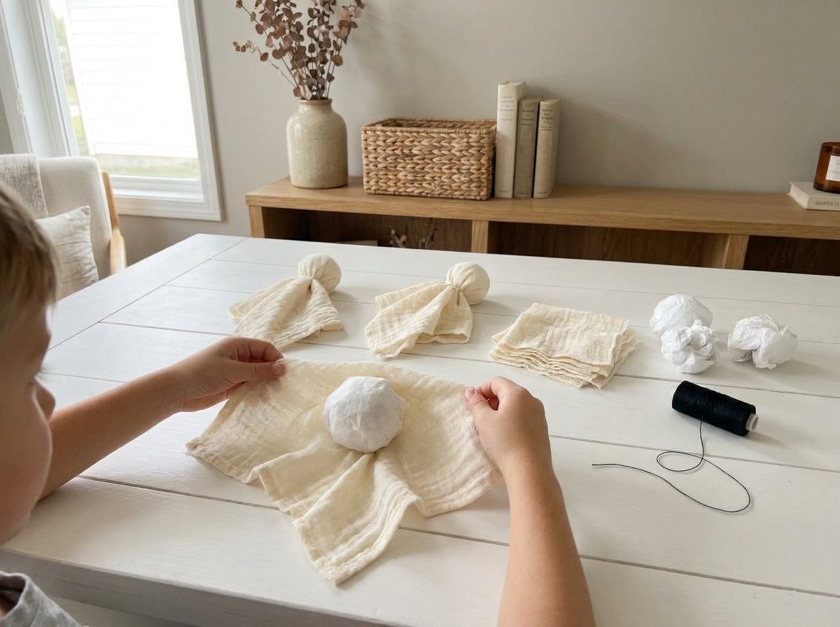 Step 2: Drape a square over a tissue ball