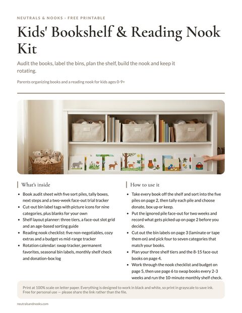 Kids' Bookshelf & Reading Nook Kit preview