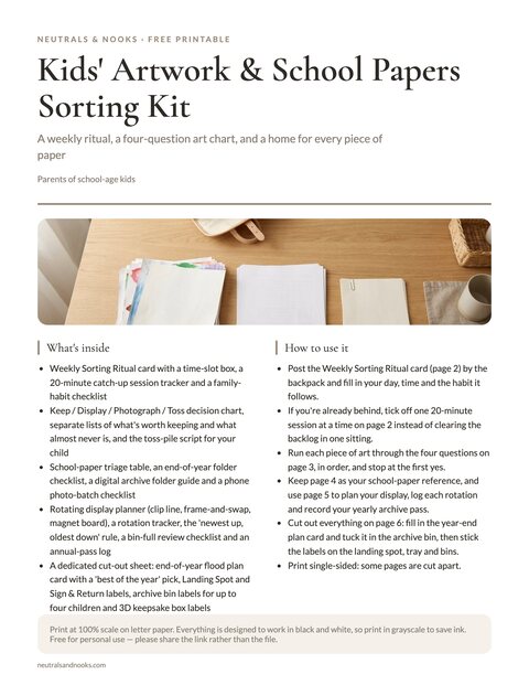Kids' Artwork & School Papers Sorting Kit preview