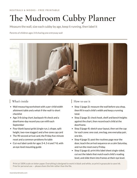 The Mudroom Cubby Planner preview