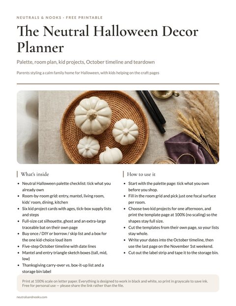 The Neutral Halloween Decor Planner preview