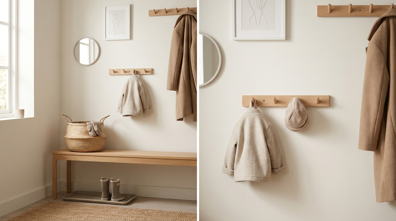 Kid-Height Coat Hooks: A Montessori-Inspired Coat Closet Setup