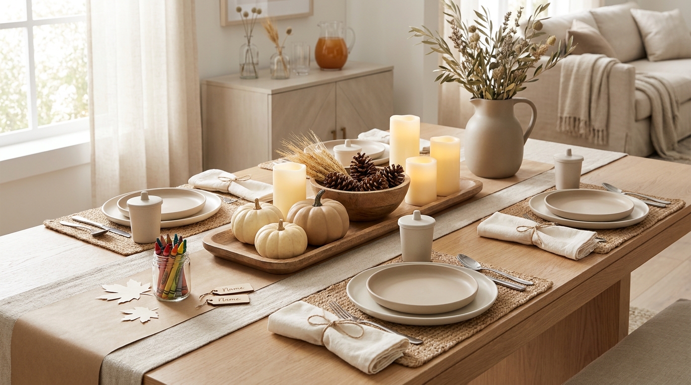 Neutral Thanksgiving Table Decor Ideas That Survive Kids