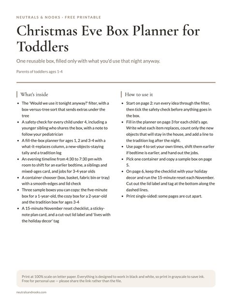 Christmas Eve Box Planner for Toddlers preview