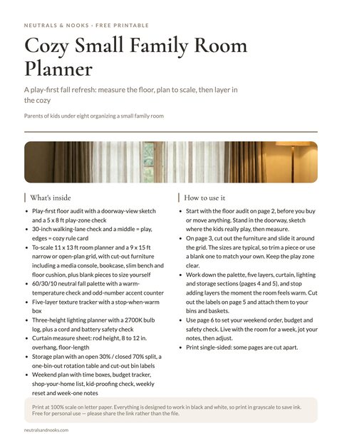 Cozy Small Family Room Planner (Play-First Fall) preview