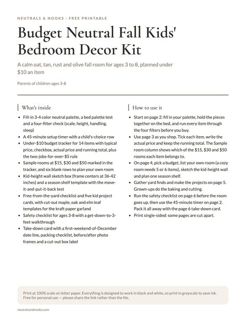 Budget Neutral Fall Kids' Bedroom Decor Kit preview