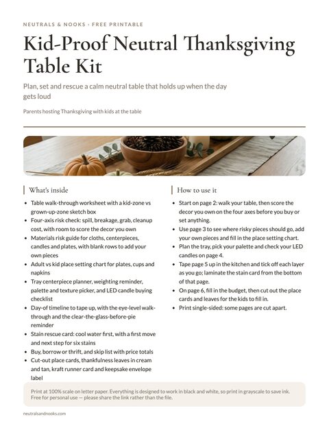 Kid-Proof Neutral Thanksgiving Table Kit preview