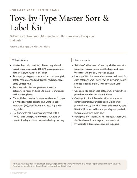 Toys-by-Type Master Sort & Label Kit preview