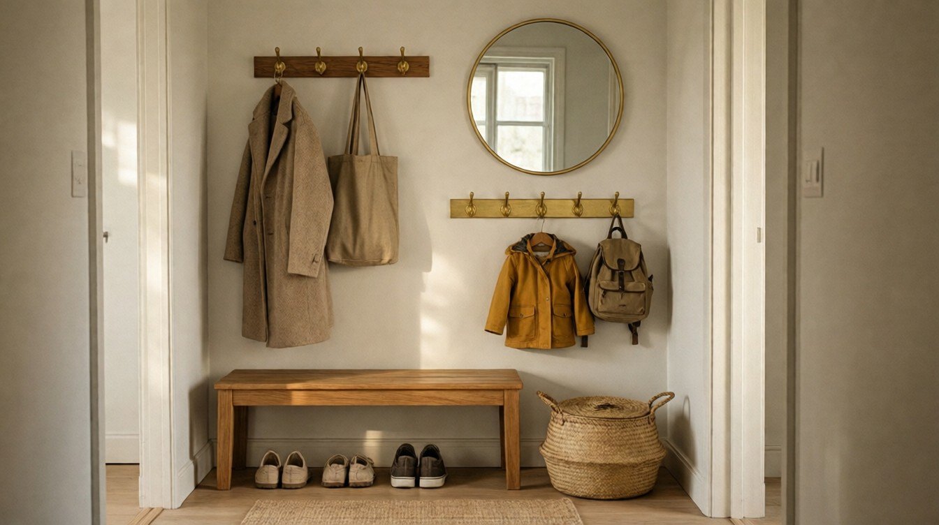 Small Entryway Organization With No Coat Closet